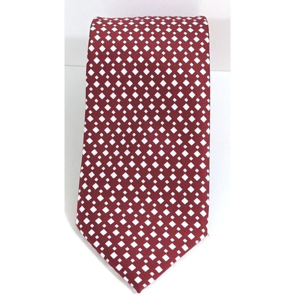 Red With White Diamonds Simple Holiday Neck Tie - Lucio Lamberti Cravatte xmas - Picture 3 of 6